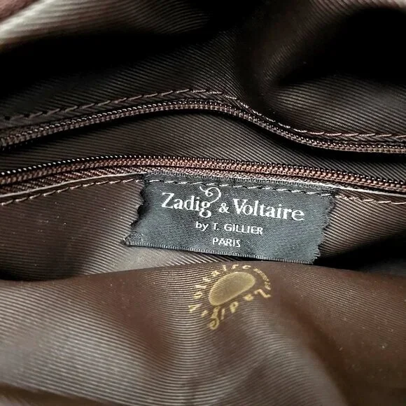 ZADIG & VOLTAIRE Brown Split Leather Shoulder Bag Purse - Picture 12 of 12